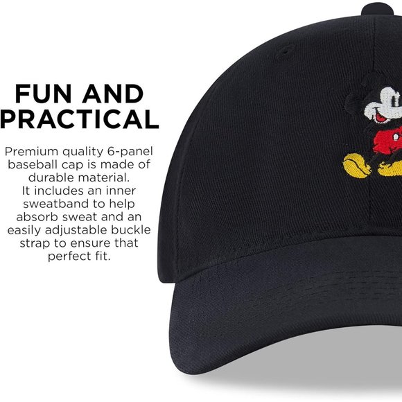 Men's Beautiful Mickey Mouse Adjustable Baseball Cap for Adult - Black - Picture 6 of 8
